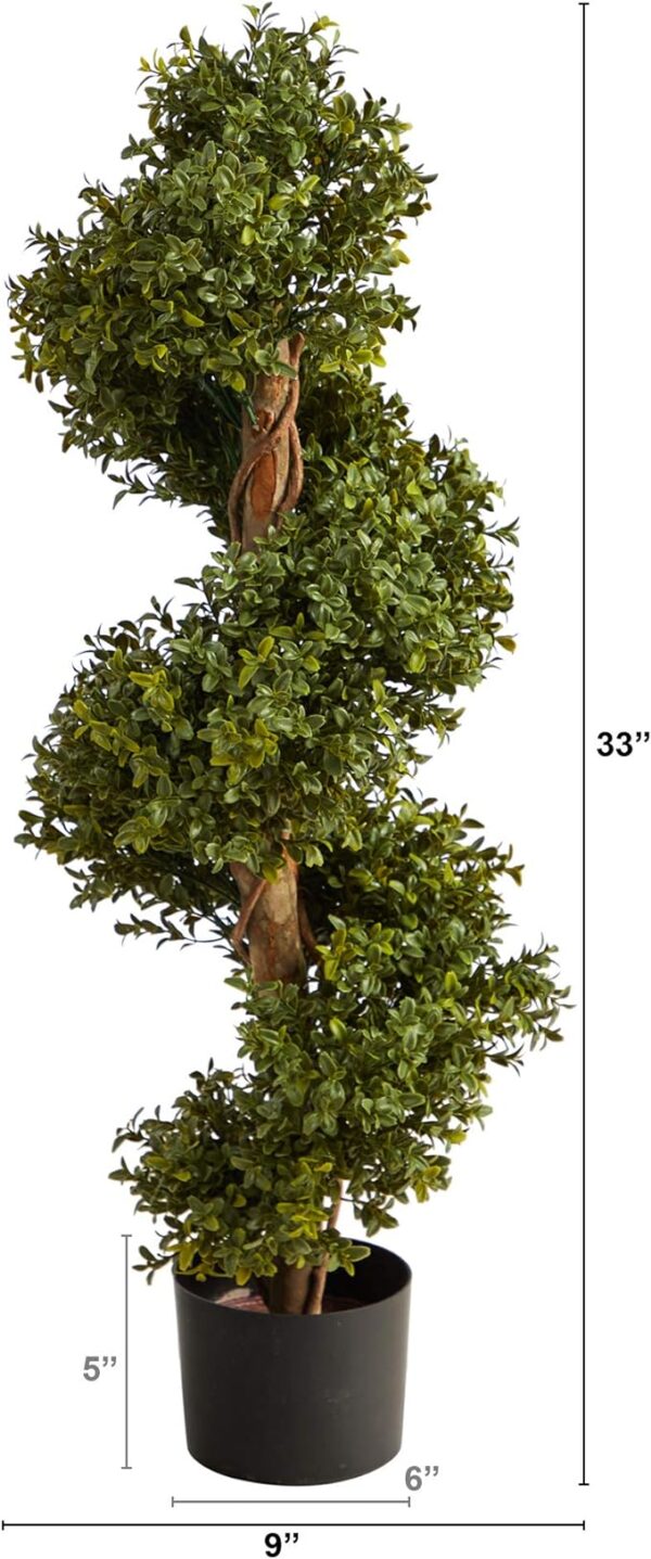 Nearly Natural 33in. Boxwood Topiary Spiral Artificial Tree (Indoor/Outdoor)