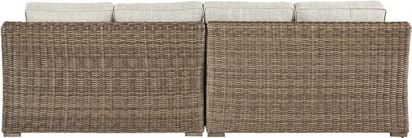 Signature Design by Ashley Beachcroft Outdoor Left & Right Arm Facing Wicker Patio Loveseats, Brown & Beige